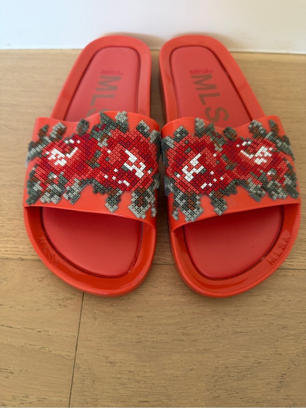 Melissa Beach Slide Flower Coral Sandals